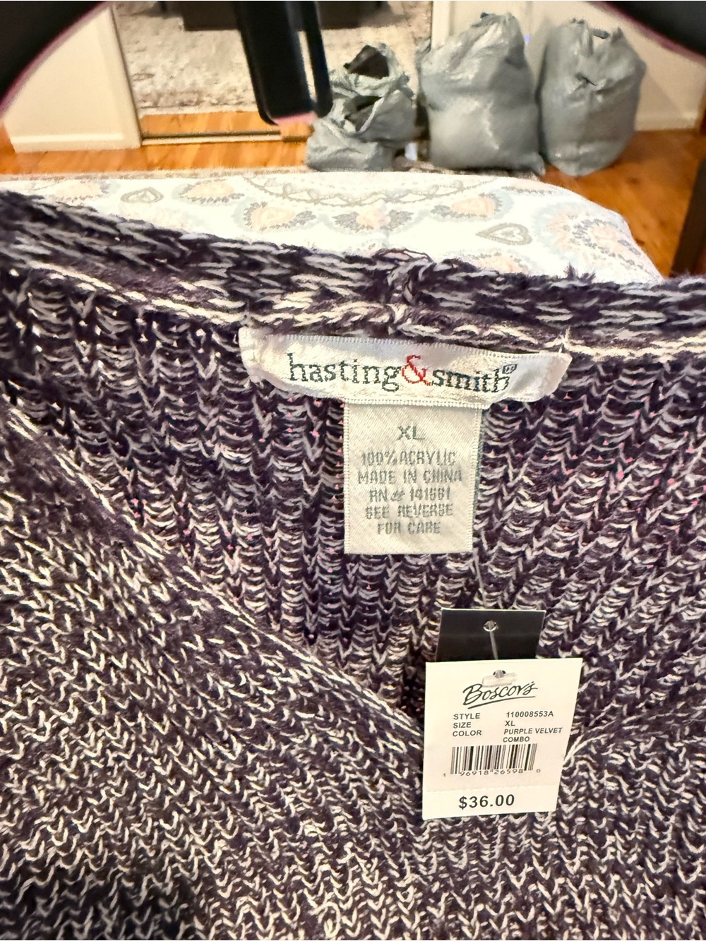 hasting & smith Purple Velvet Knit Sweater